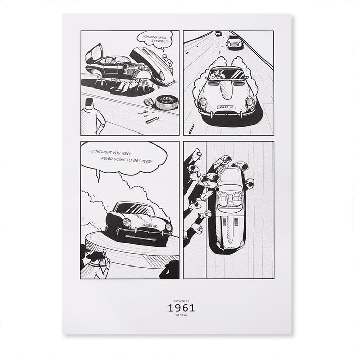 Jaguar E-Type Journey To Geneva '61 Sketch Artwork - Limited Edition